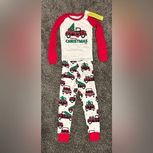NWT 2021 The Children's Place Red and White Truck Pajama Set, Size 5